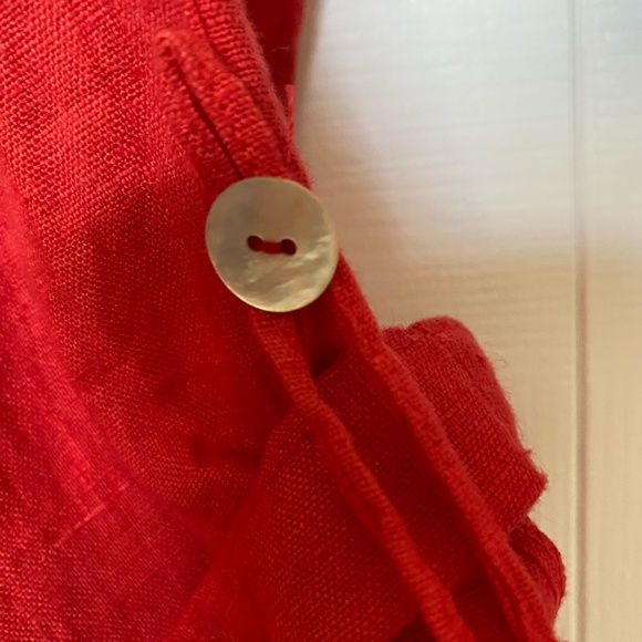 Willow Coral orange linen beach summer wide leg linen pants. boho lounge.Sz - Picture 4 of 13